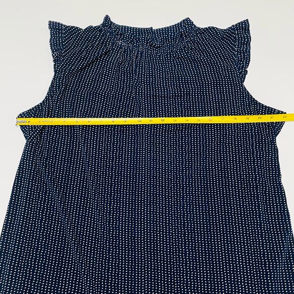 Adrianna Papell Pullover Blouse, Cap Sleeves, Navy w/White Polka Dots, Size 1X - Picture 7 of 7